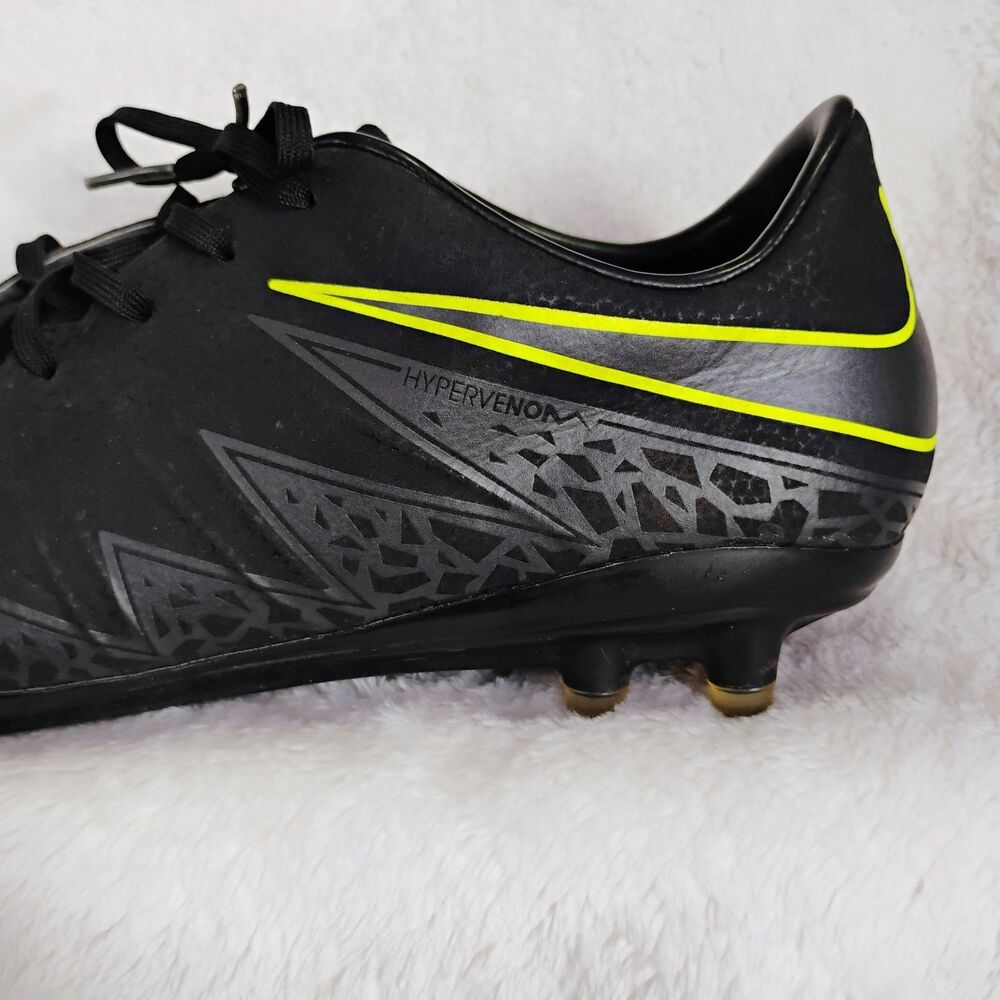 Nike Hypervenom Phelon II FG Soccer Cleats Black Neon Yellow 749893-001 Size 8.5 - Picture 4 of 16